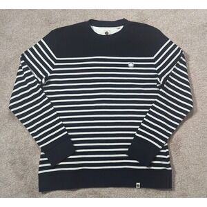 Pretty Green Sweater Womens Large Navy Blue Ivory Striped Coastal Classic Top